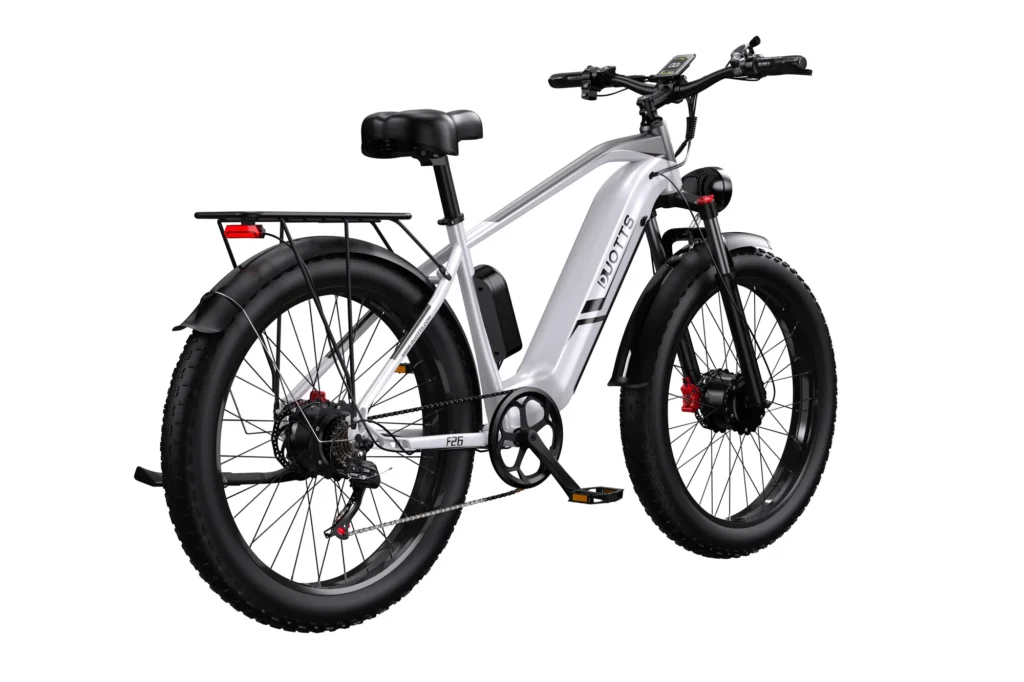 DUOTTS F26 – Power, Performance & Precision in One E-Bike⚡ rear duotts f26 pedal assist ebike silvery white
